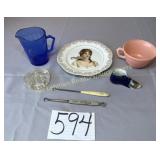 Shirley Temple cobalt blue sm. vase, Hazel Atlas