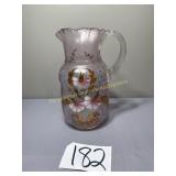 Victorian hand blown pink satin glass pitcher