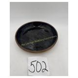 Vintage Crock Pie plate, brown glaze, 10'