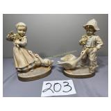 Vintage Holland mold, ceramic boy and girl