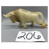Hand carved Alabaster charging bull