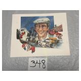 Vintage Collectors Print Of Rick Mears, 14 W x 11T