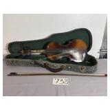 Old acoustic violin in case with bow, with case