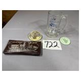 Adams Memorial Hospital mug, Magley paperweight,