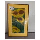 Framed art work, Sunflowers, signed by artist,