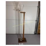 Vintage half-yard ale glass with wooden stand,