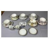 Flat of Antique tea cups and saucerssome bone