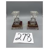 Westmoreland Ruby Red Candlesticks