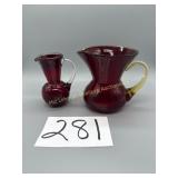 Blenko crackle glass pitcher 4 1/4' T, crackle