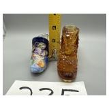 Vintage Amber Hobnail Fenton(unmarked) boot,