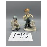 Japan Boy with a rabbit figurine, unmarked Boy