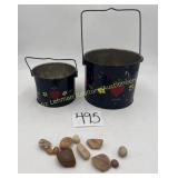 2 Toleware painted buckets