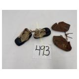 2 pair Antique two-tone lace up shoes, used for