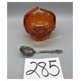 1847 Rogers 6' Sugar Spoon, Amberina glass