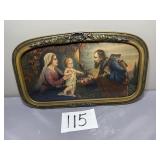 The Holy Family in the Garden in Antique Frame