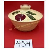 Watt Pottery lidded casserole, Apple pattern, As