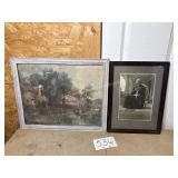 Grandma Crocheting on porch framed picture 13' W