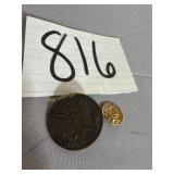Saint John gold tone button,  Vintage US Army