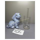 Glass puppy dog with clear bud vase