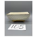 Ivory colored planter with gold trim,