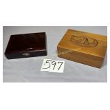 Sailboat jewelry or wood box, with Paris perfume