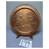 Hammered copper wall plaque/tray