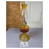 Antique Amber kï¿½rosï¿½ne pedestal lamp P. A. Eagle,