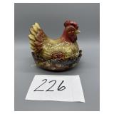 Vintage Ceramic Hen on Nest, Ceramic Rooster