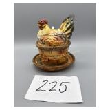 Vintage Lefton #1021 Chicken on Nest jelly dish