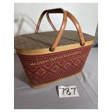 Old Red woven picnic basket, possible Redmon or