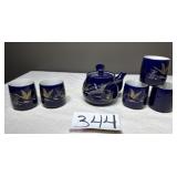 Made in Japan, Blue w/ Gold Trim teapot with