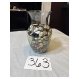 Glass vase with Vintage buttons