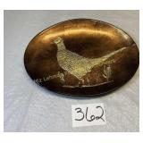 Oval bronze and copper pheasant platter