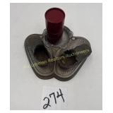 Vintage pr. of brass baby shoes with glass