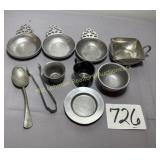 Lot of pewter/silver toned small cups and dishes