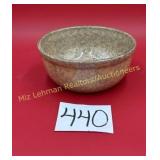 Yellow Ware Bowl Blue Spongeware pattern, 7 3/4'