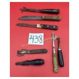 Lot of Primitive can openers and knives