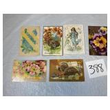 (6) Antique Post Cards Thanksgiving, Birthday,