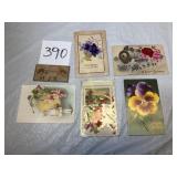 (3) Antique Post Cards, (1) Advertisement card of