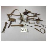 Flat of Primitive tools Ice tongs, Allen
