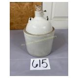 Off white gallon crock jug with bale