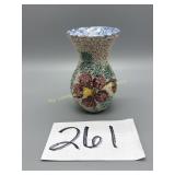 Handpainted Italian textured pottery vase