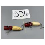 Vintage jointed fishing lures, made in Garrett, IN