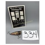 Vintage Wooden topwater fishing plug, fisherman