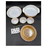 FireKing Peach Lustre Casserole, pie plate, small