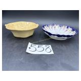 Handpainted Antique porcelain bowl w/gold rim,