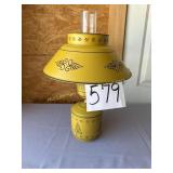 MCM mustard yellow toleware table lamp 18 1/2' T