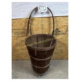 Antique Hamper basket on wheels, handle needs