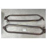 Pair of wood and metal cow stanchions