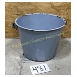 Vintage Light Blue Granite bucket with bale, 8' T
